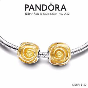 PANDORA Yellow Rose in Bloom Charms (2-pieces set in one box)